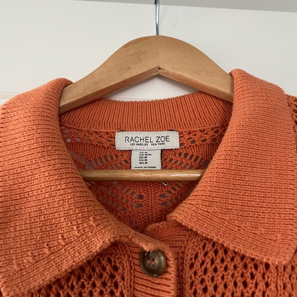 Rachel Zoe Vibrant Orange Crochet Sweater
